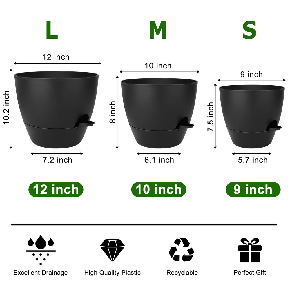 QRRICA 9-inch self watering pot set