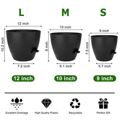QRRICA 9-inch self watering pot set