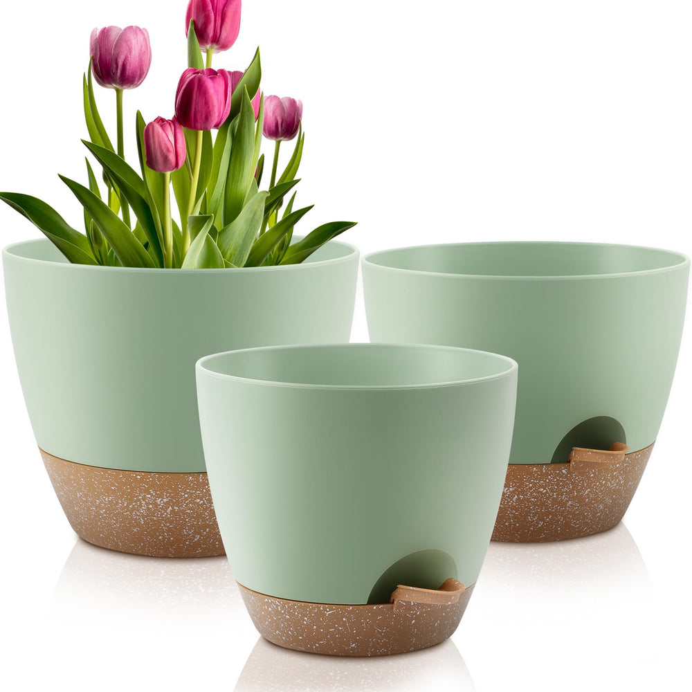 QRRICA Self Watering Pot 12 inch front view in green