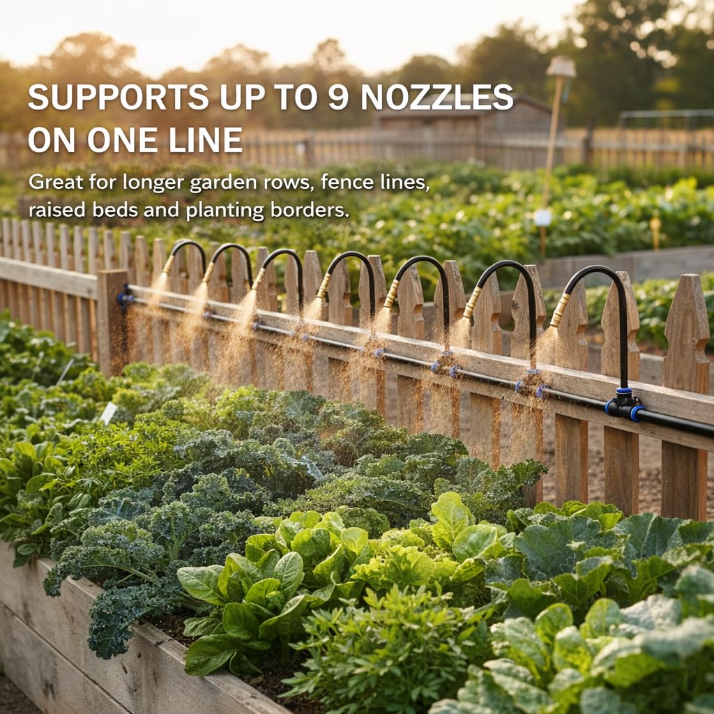 QSTCONGLAN 200FT drip irrigation system with garden layout