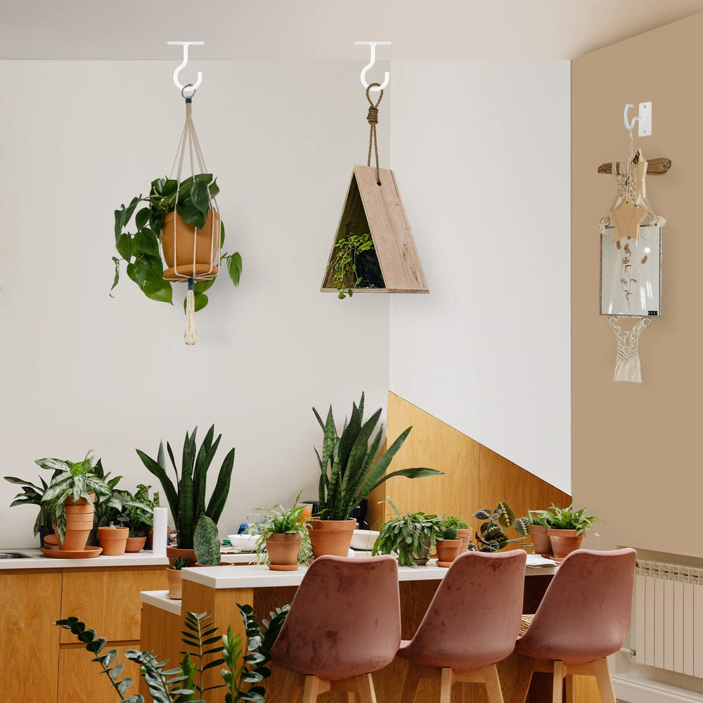 QTJUST 6-inch Metal Plant Wall Hook installation on a wall