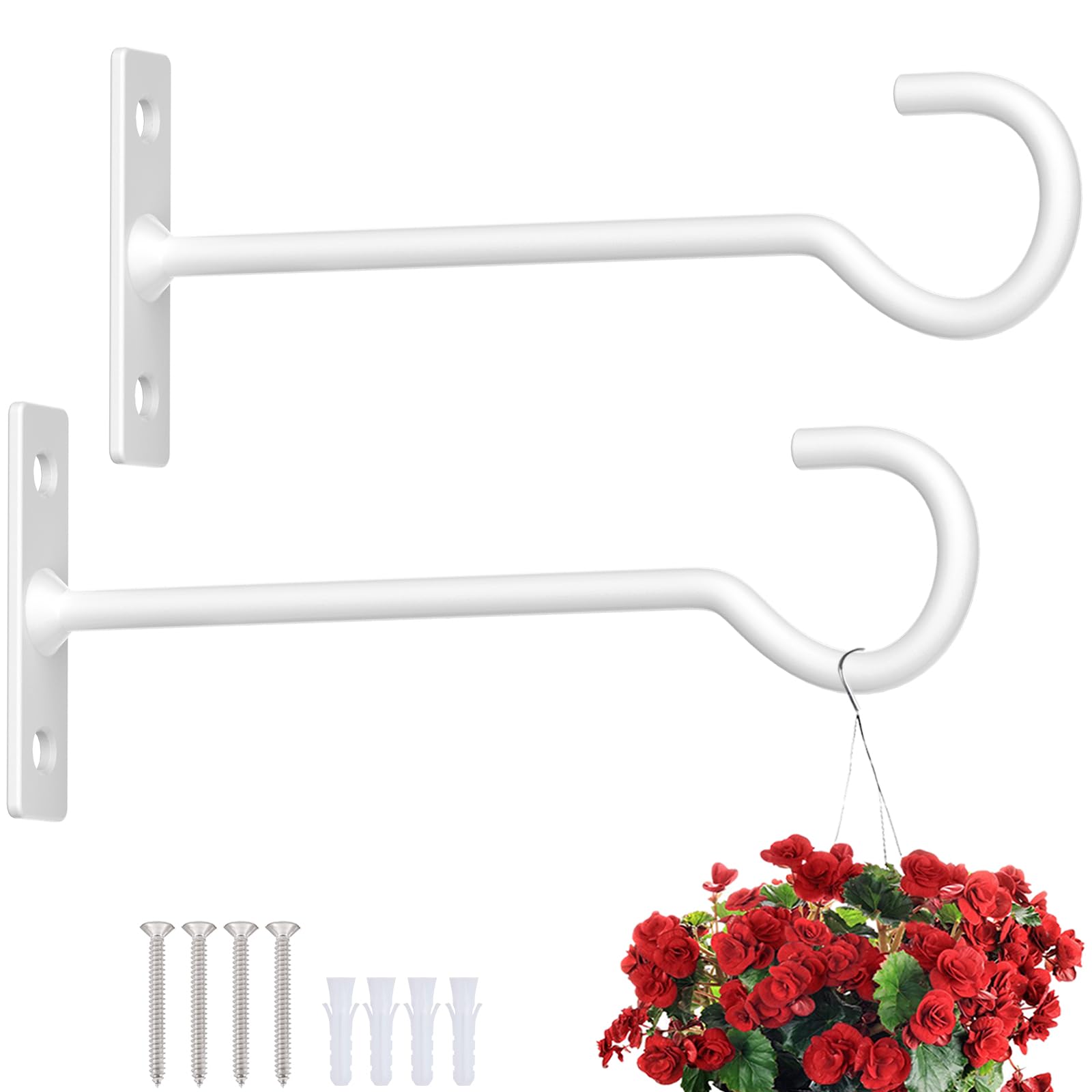 QTJUST 6-inch Metal Plant Wall Hook white front view