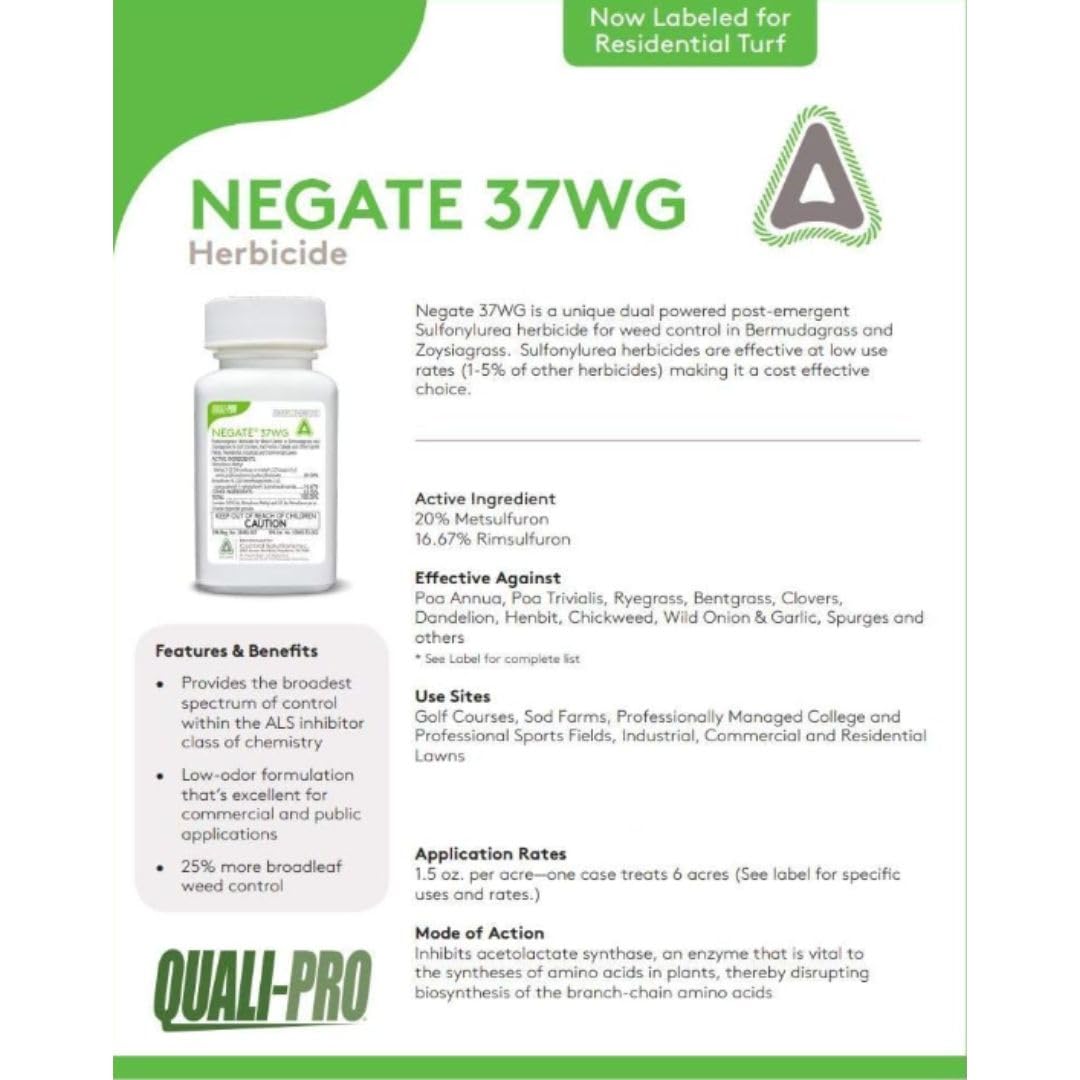 Quali-Pro Negate 37WG Herbicide side view showing ingredients