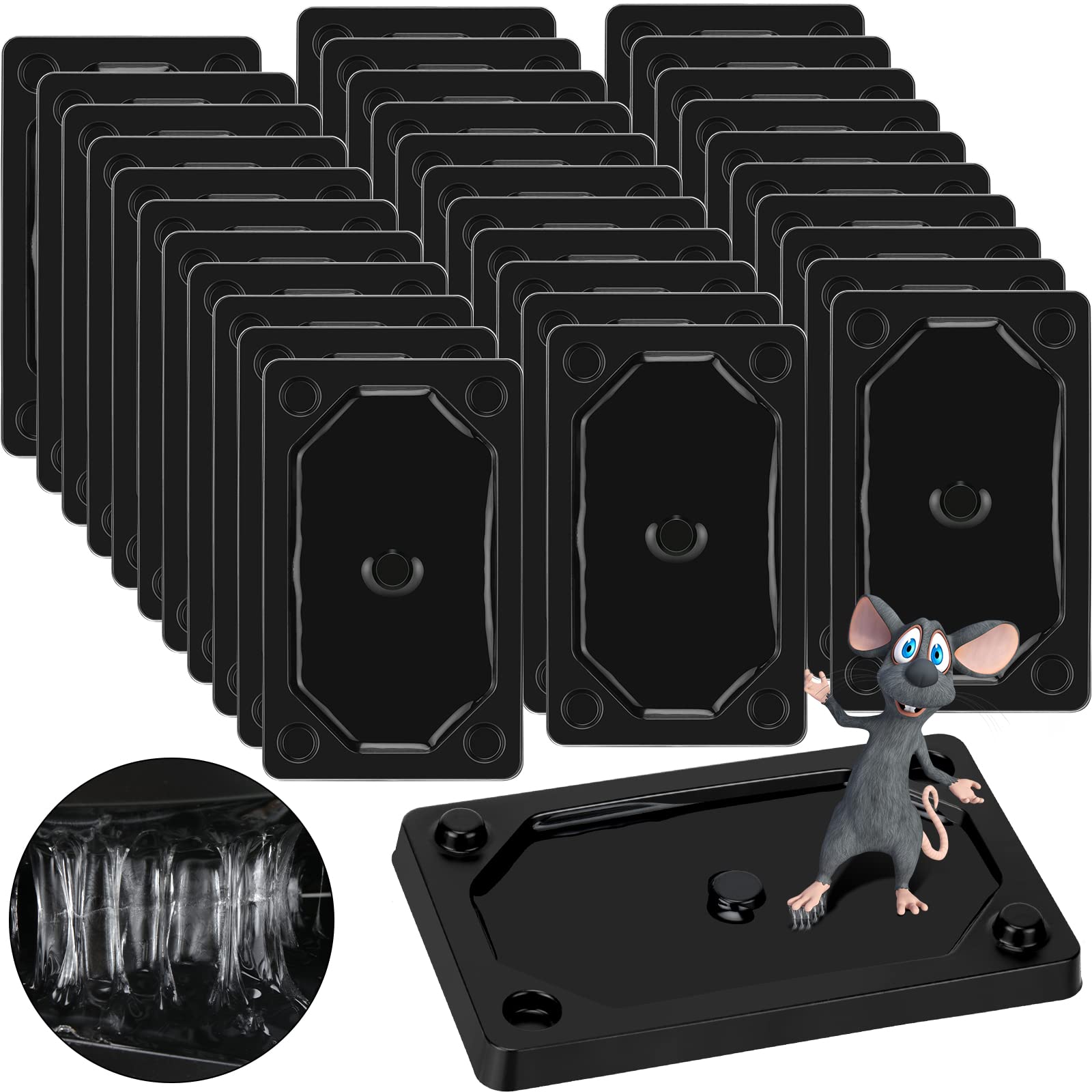 Qualirey 100 Pack Mouse and Insect Glue Traps black sticky boards front view