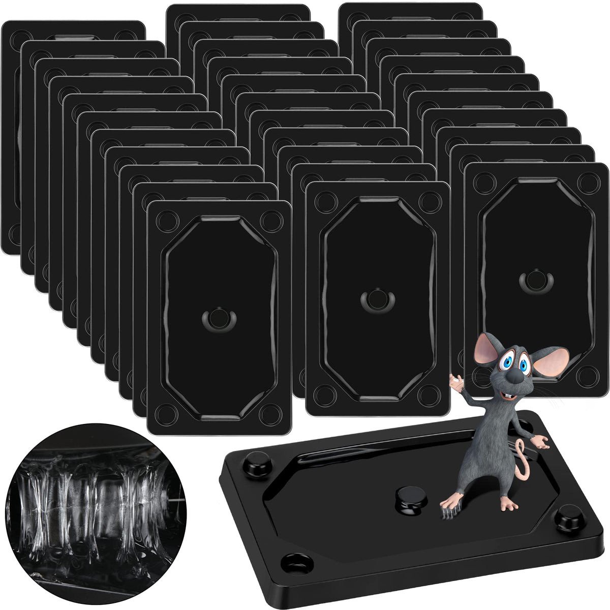 Qualirey 100 Pack Mouse and Insect Glue Traps black sticky boards front view