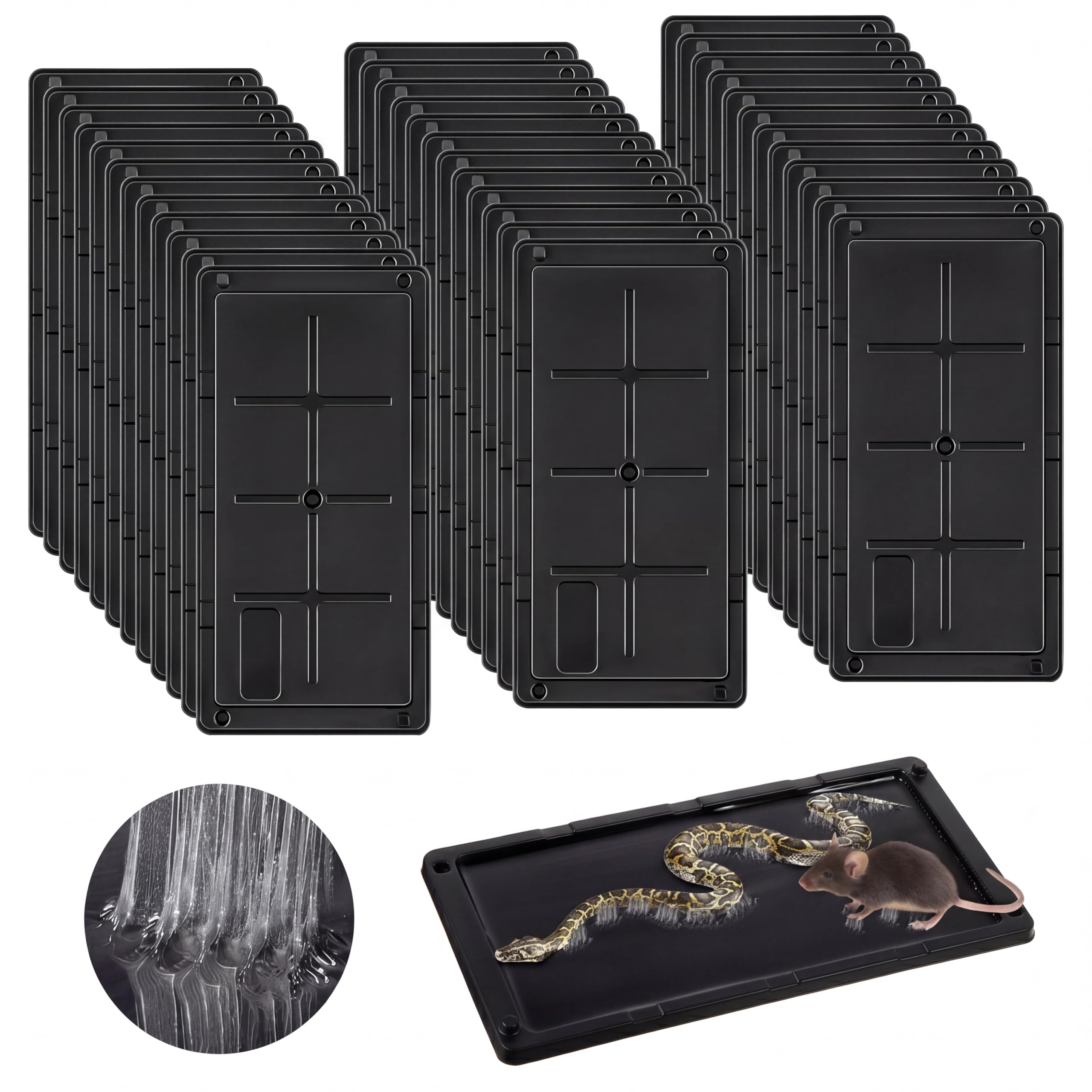Qualirey 36 Pack Rat Glue Traps black sticky traps front view