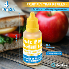 Qualirey Fruit Fly Trap Refill Liquid 0.68oz yellow bottle back view