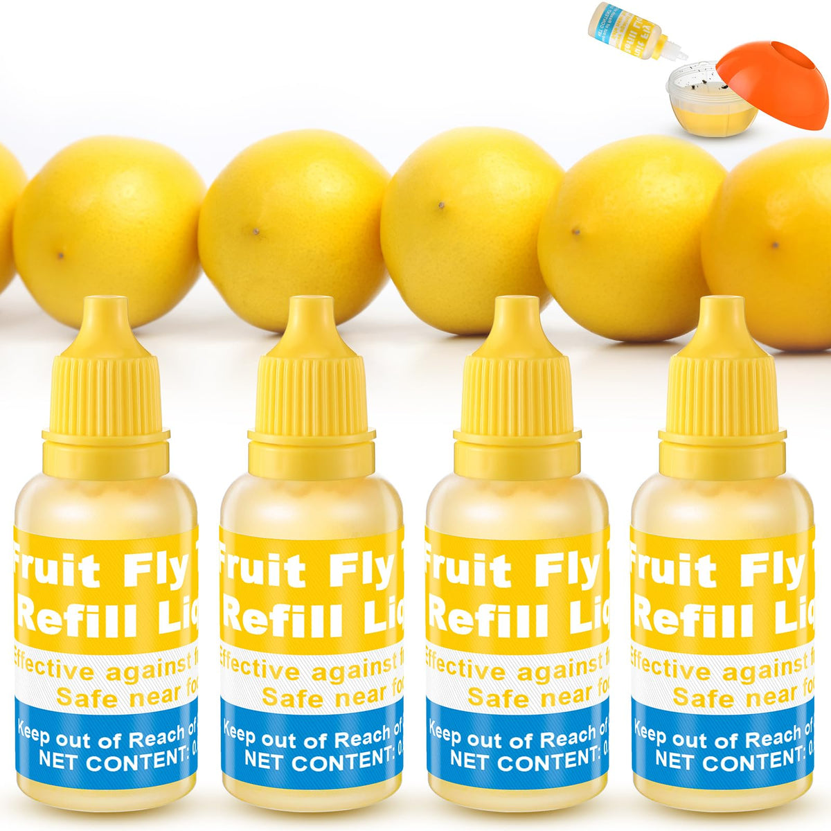 Qualirey Fruit Fly Trap Refill Liquid 0.68oz yellow bottle front view