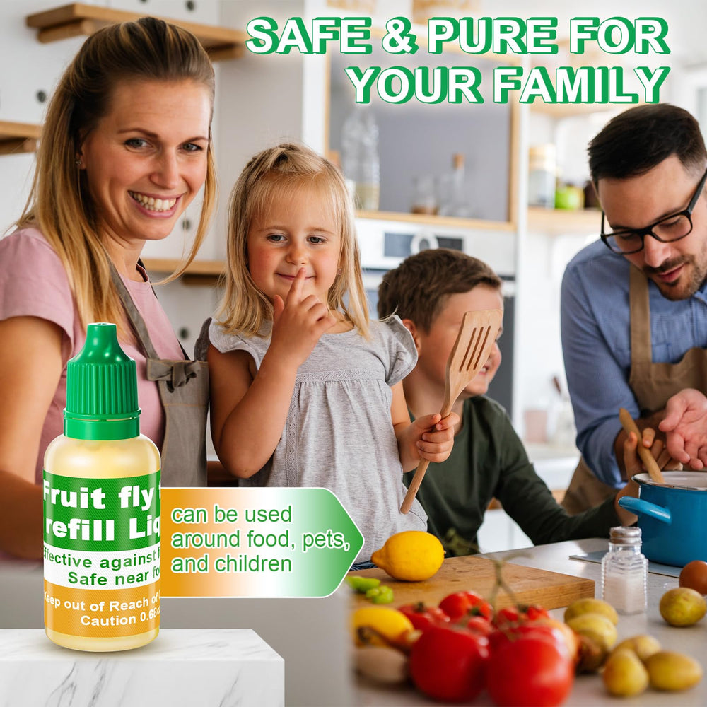 Qualirey Fruit Fly Trap Refill Liquid in kitchen setting