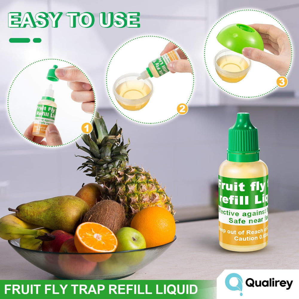 Qualirey Fruit Fly Trap Refill Liquid showing packaging