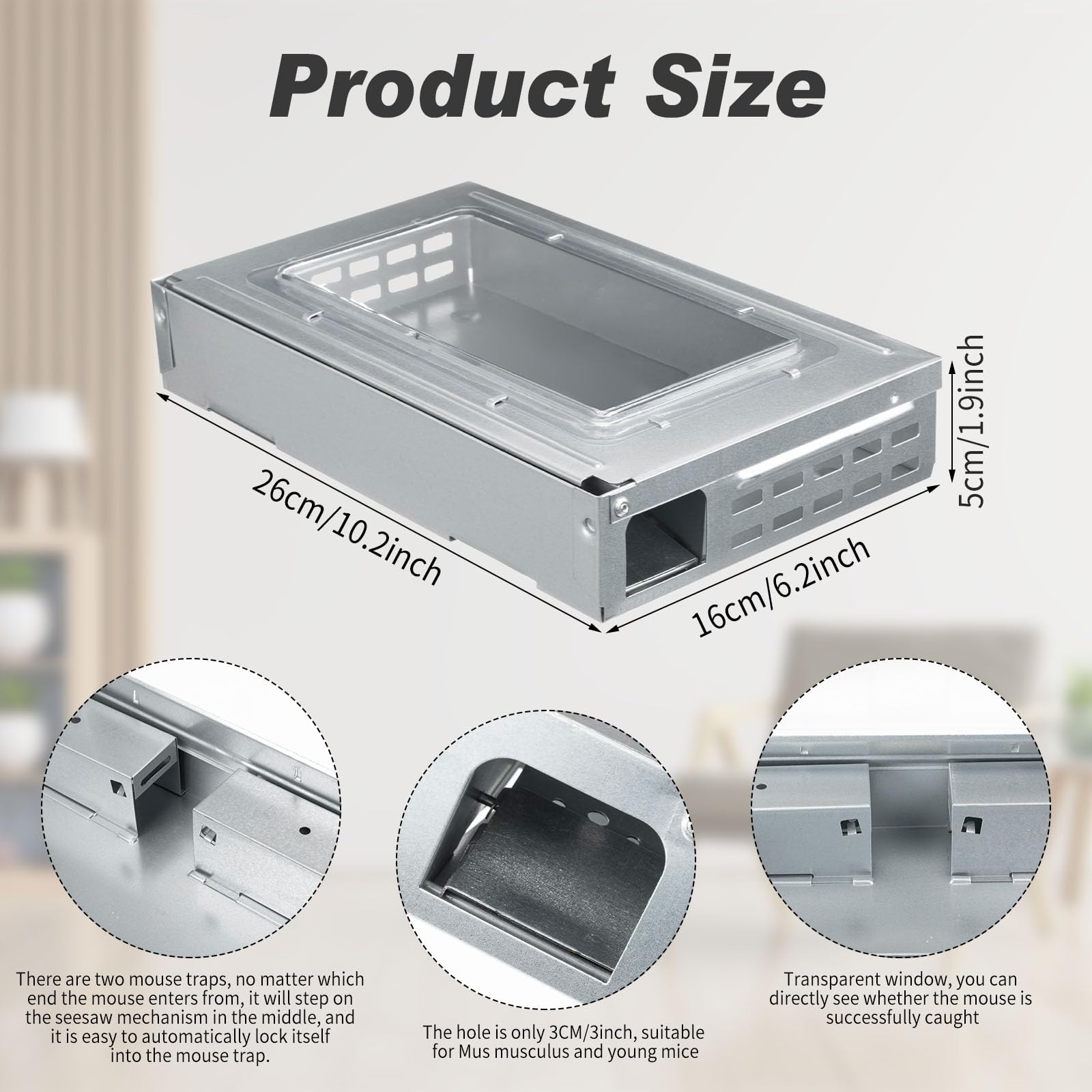 Qualirey Humane Mouse Trap showing clear top design