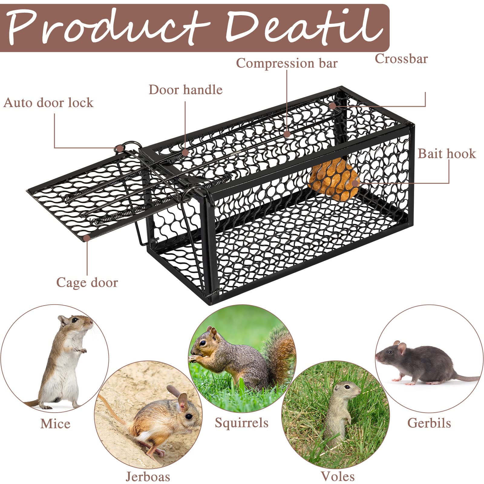 Qualirey Live Animal Cage Trap side view with door open