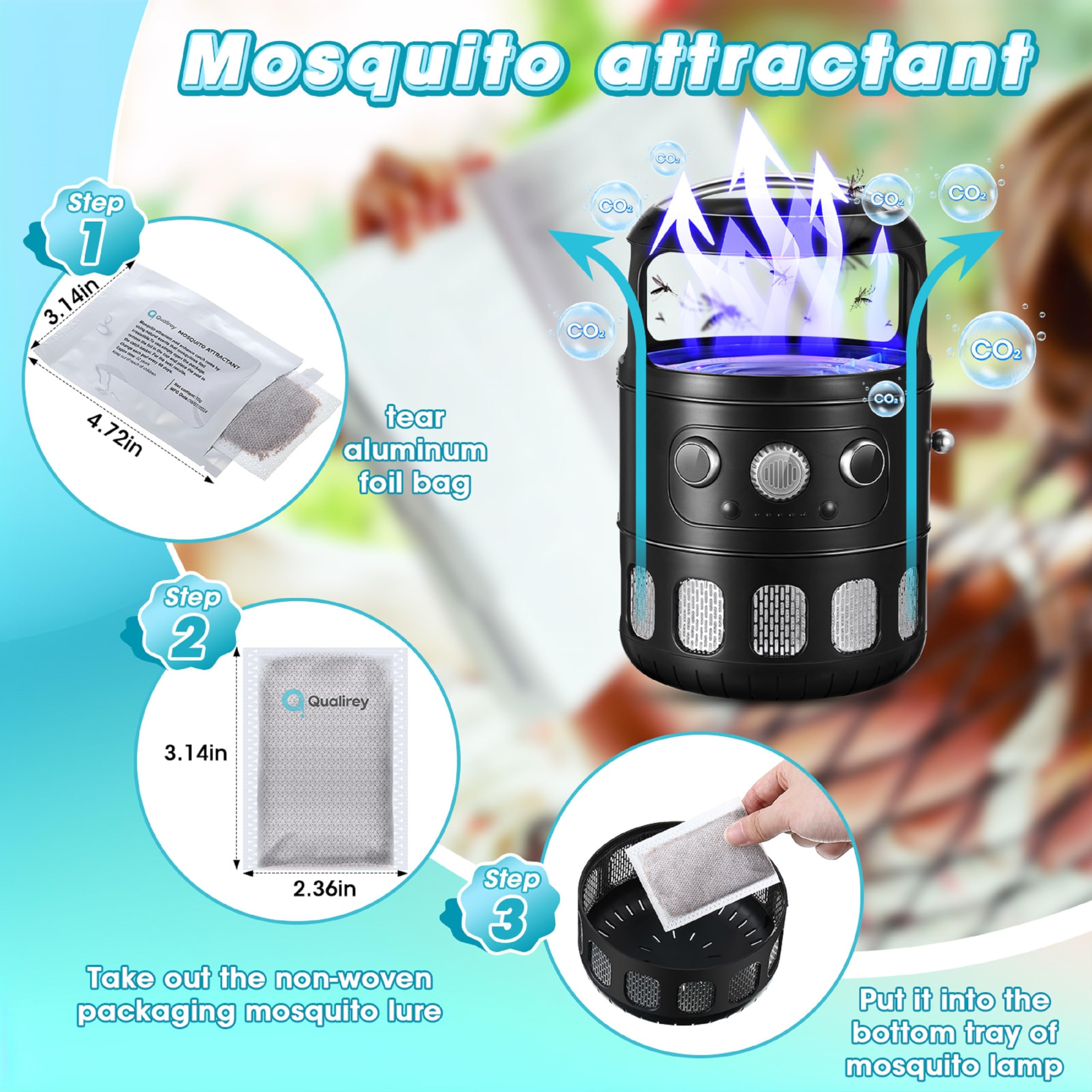 Qualirey Mosquito Attractant in use inside a mosquito trap