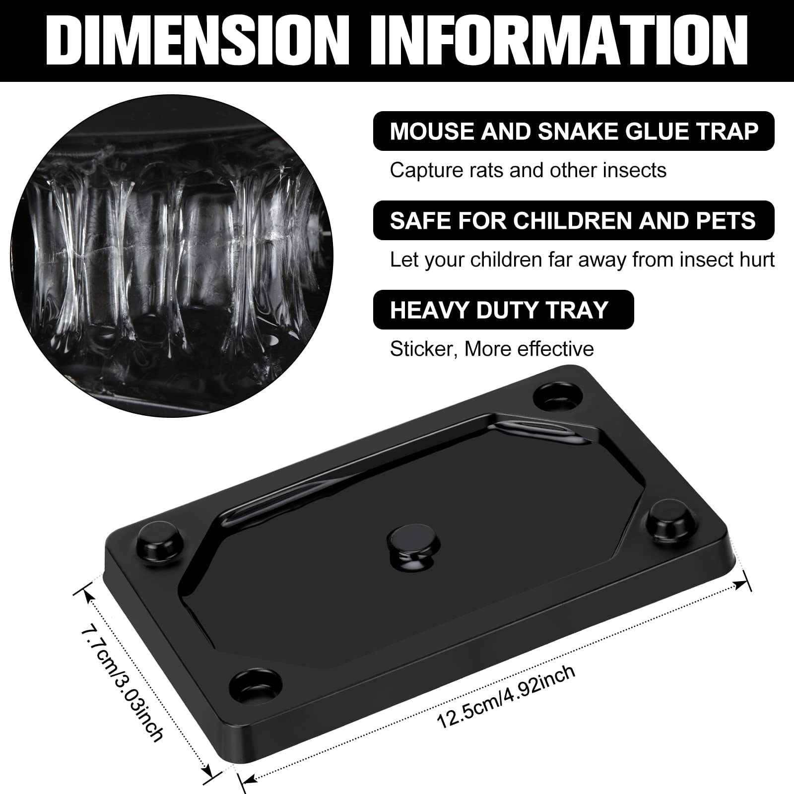 Qualirey Mouse and Insect Glue Trap dimensions comparison