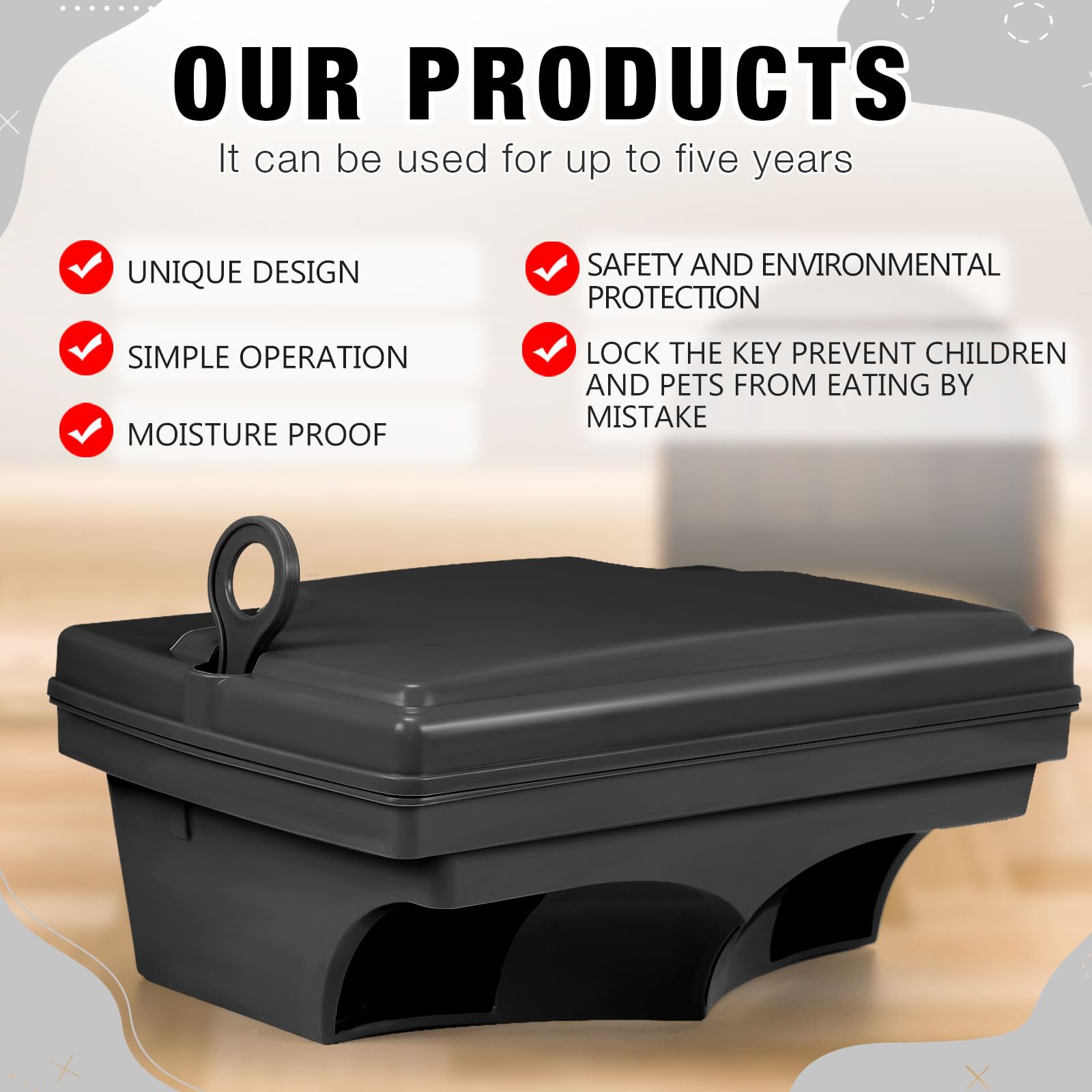 Qualirey Rat Bait Station dimensions detailed view