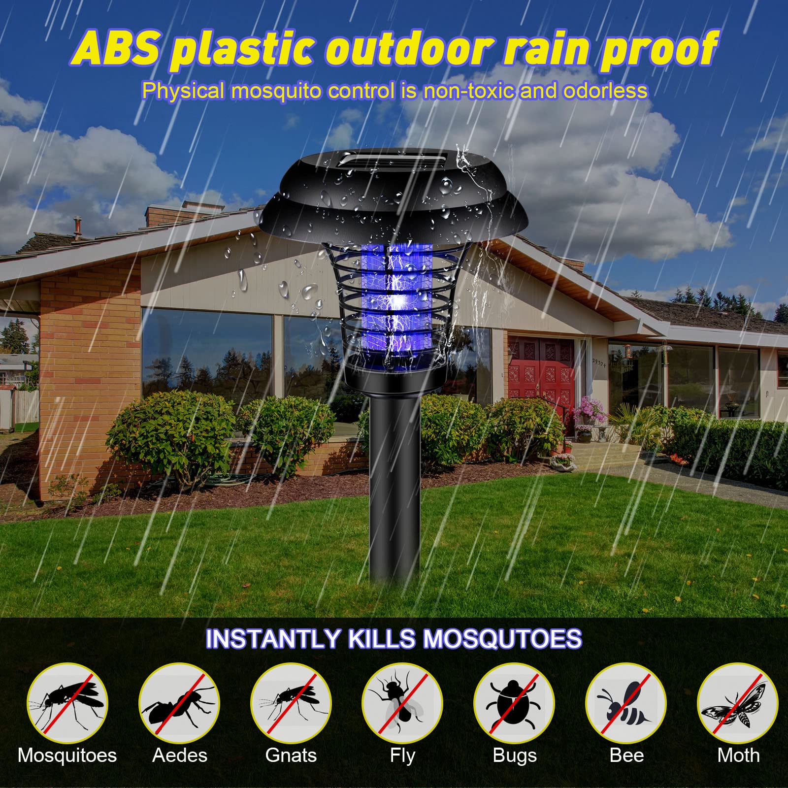 Qualirey Solar Bug Zapper in garden setting