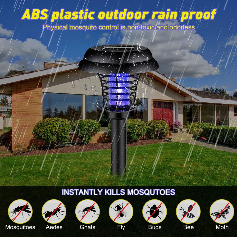 Qualirey Solar Bug Zapper in garden setting