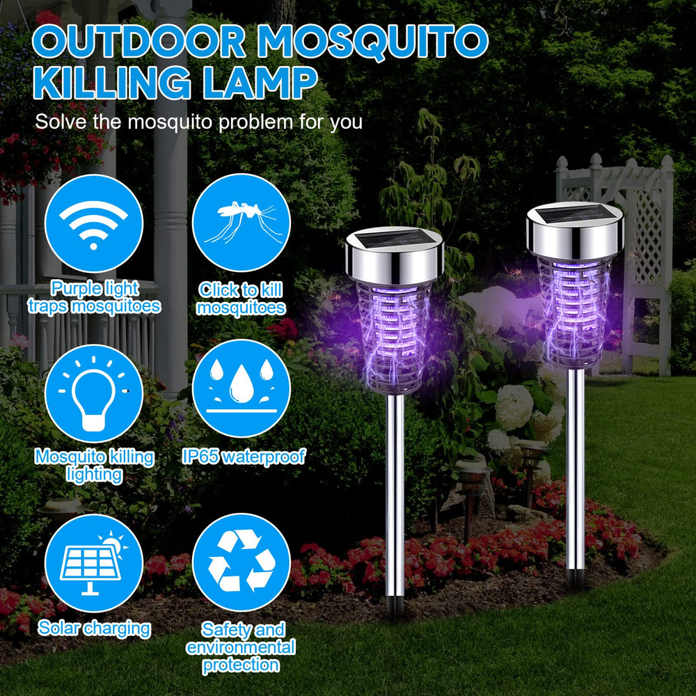 Qualirey Solar Bug Zapper in outdoor garden setting