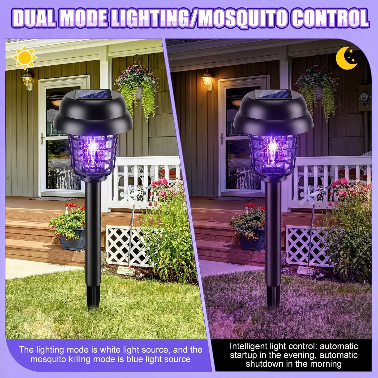Qualirey Solar Mosquito Zapper displaying white light