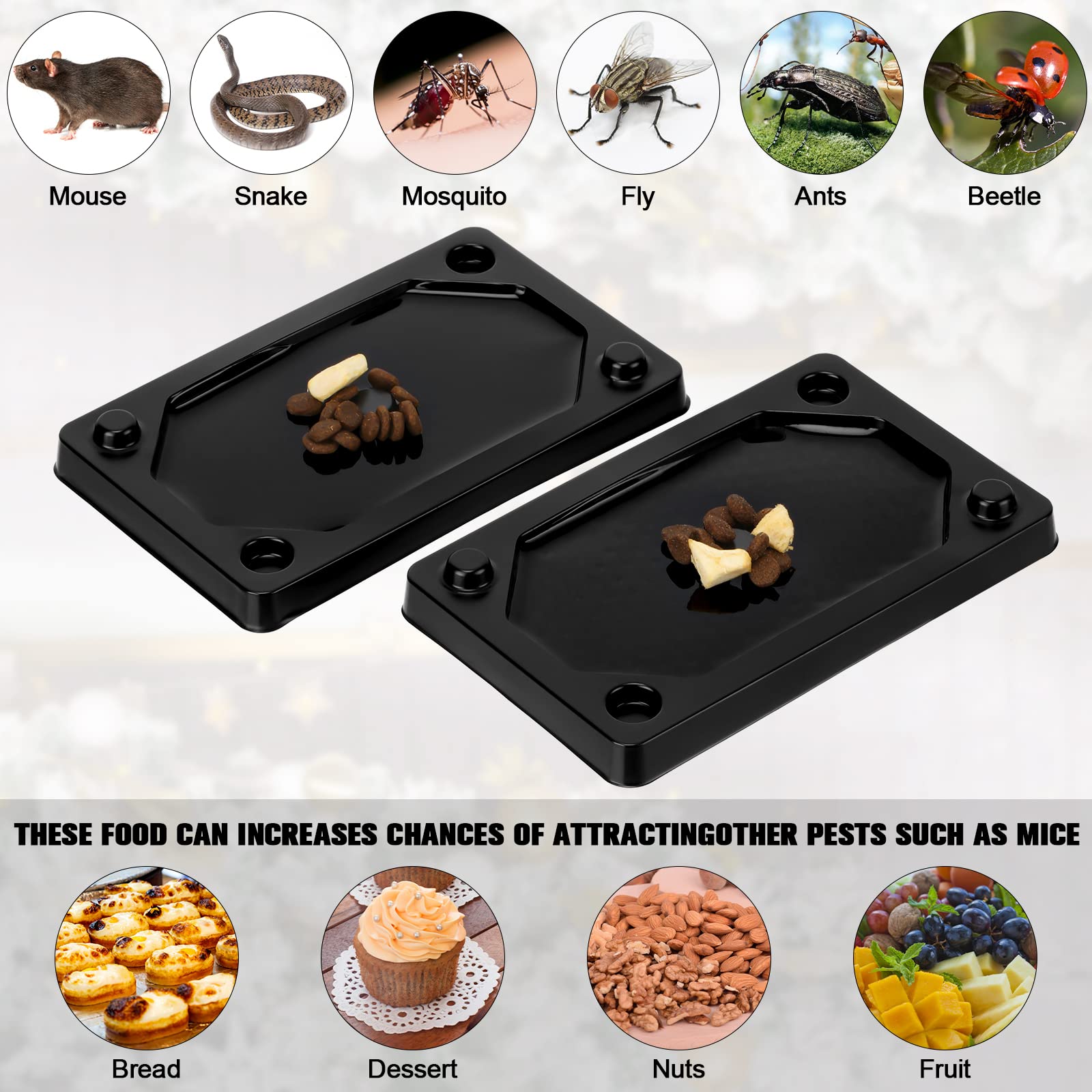 Qualirey sticky glue traps displayed with bait examples