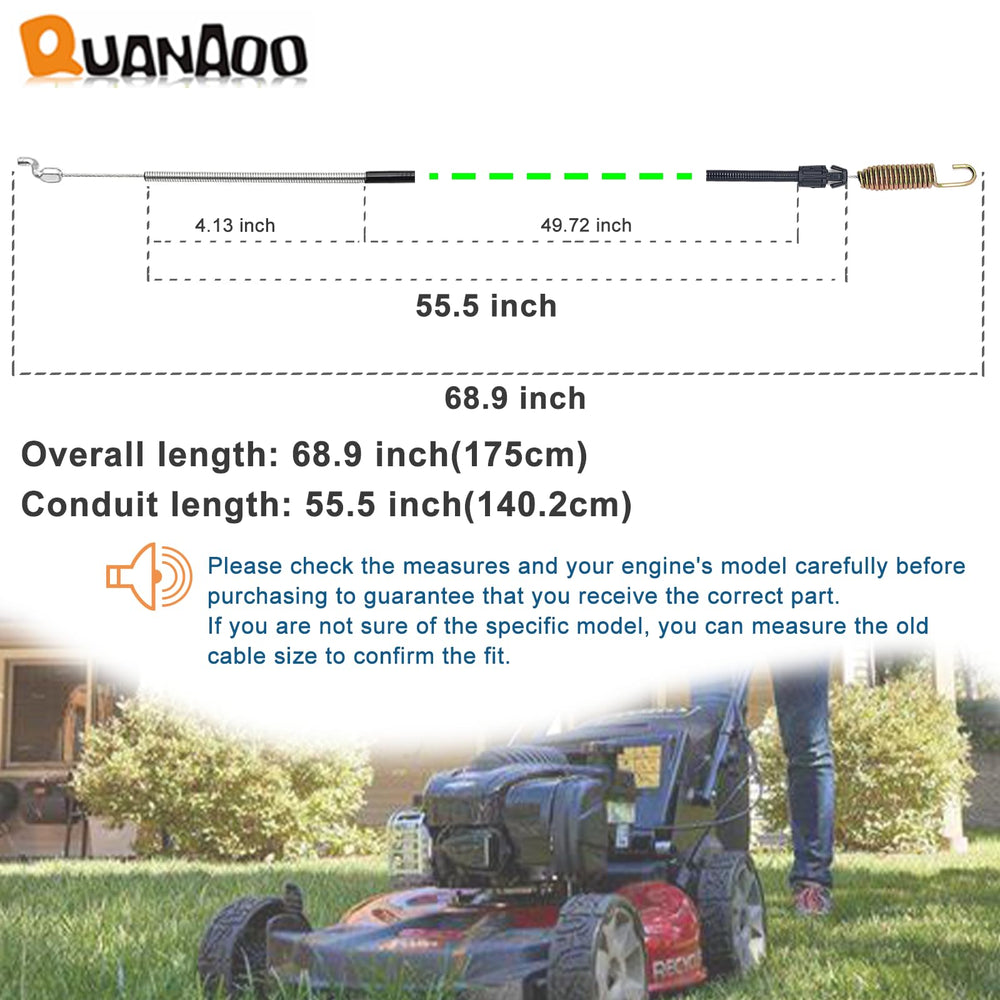 Quanaoo Traction Cable 105-1845 side view with dimensions