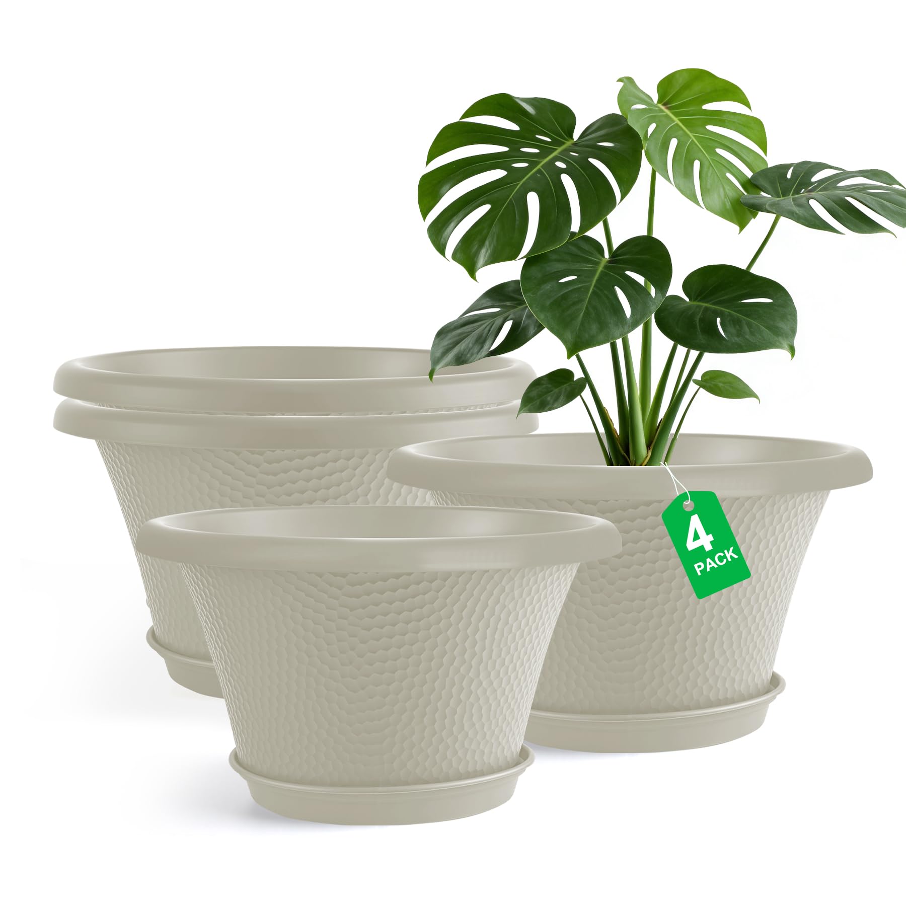 Quarut 12 Inch Flower Pot in Diamond Pattern - front view