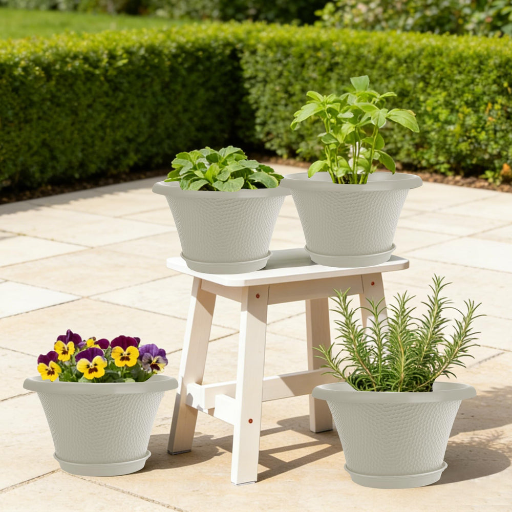 Quarut 12 Inch Flower Pot in garden setting