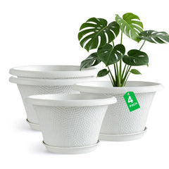 Quarut 12 Inch Flower Pot in red-brown with diamond pattern