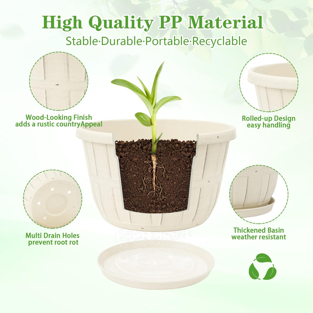 Quarut 12 Inch Planter showing whiskey barrel design