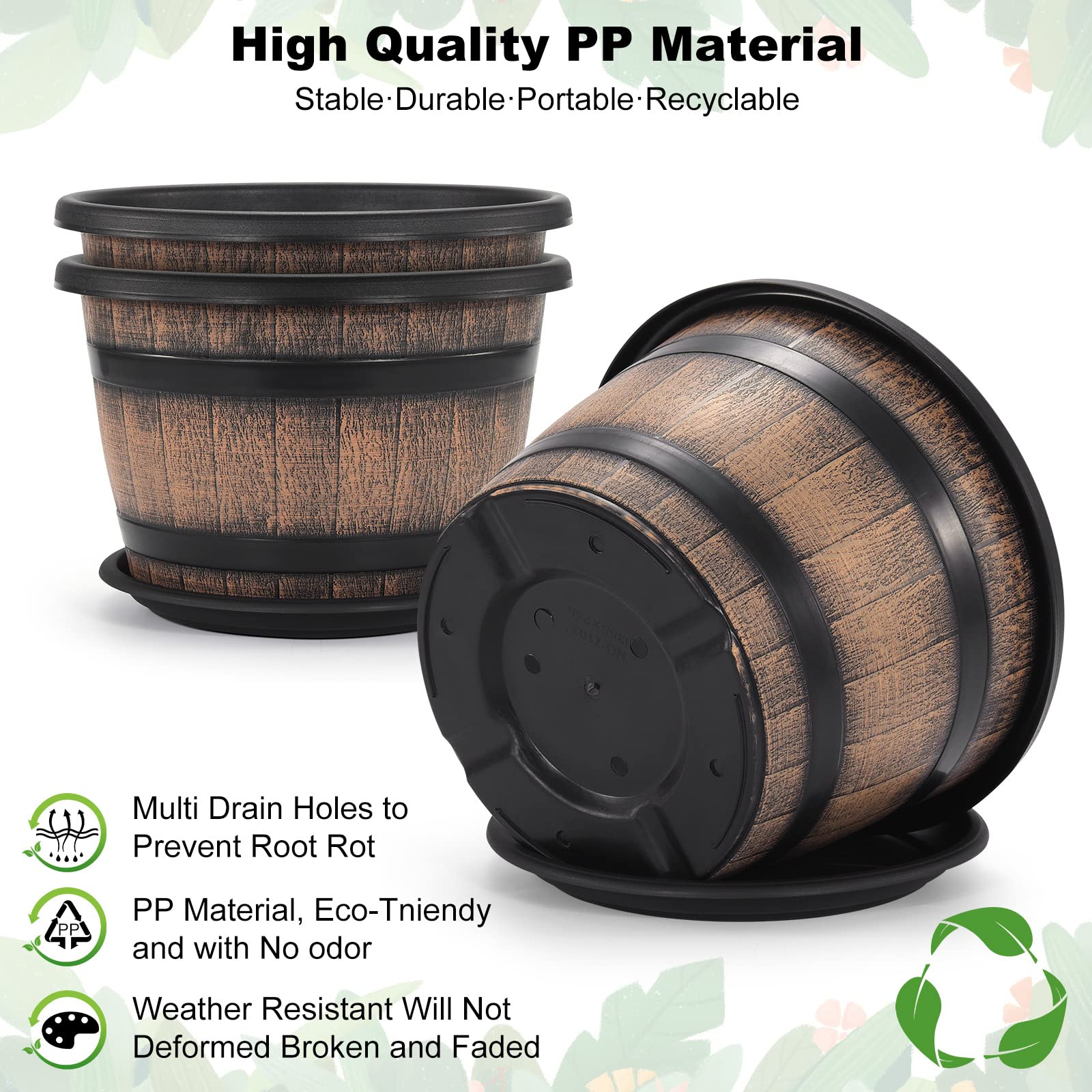 Quarut 14-inch planter pot on a garden balcony with plants