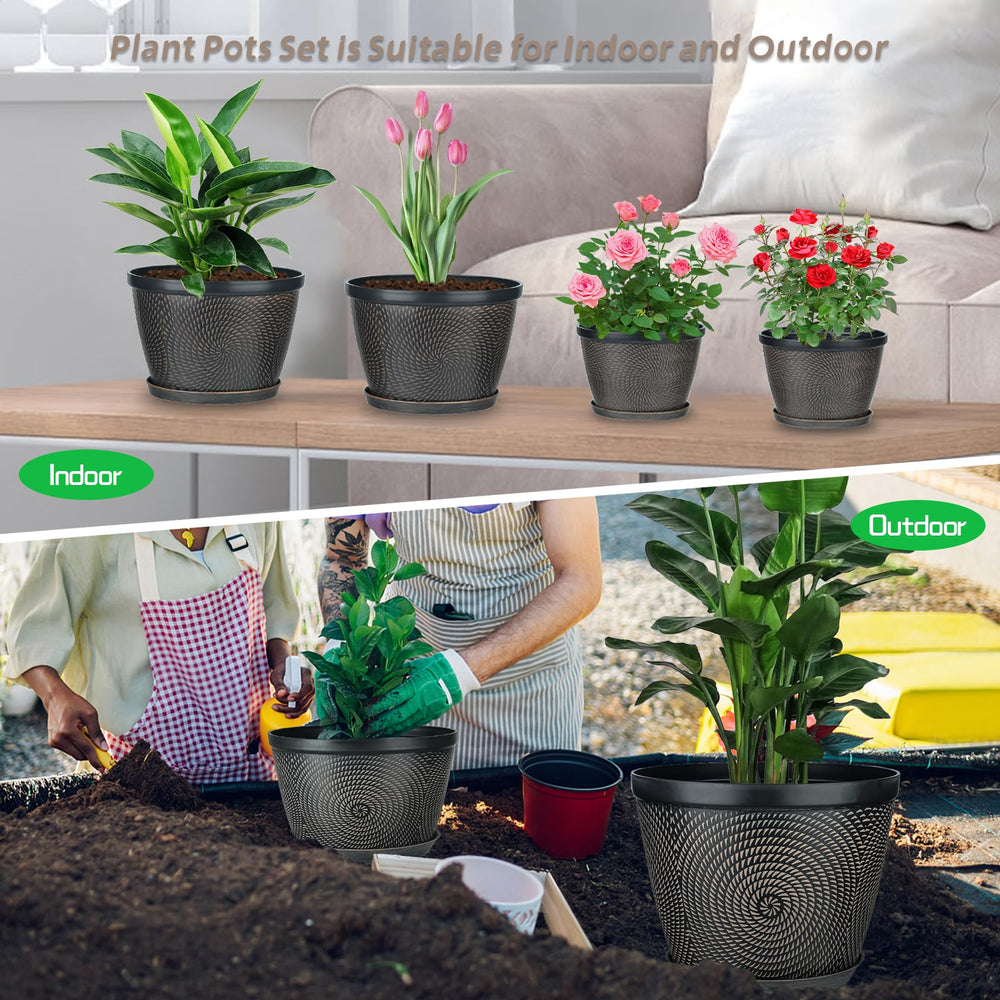Quarut 15 Inch Flower Pot on a balcony with flowers