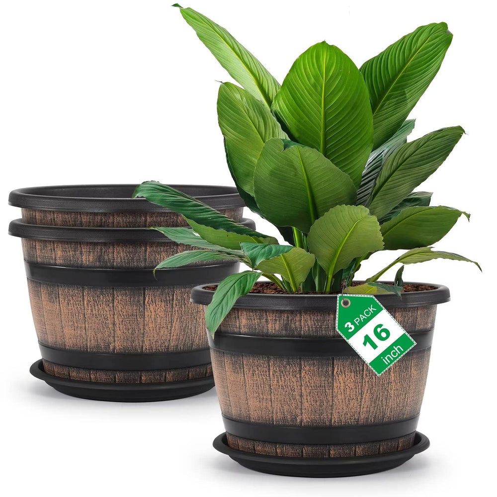 Quarut 16-inch brown plant pot front view with drainage holes