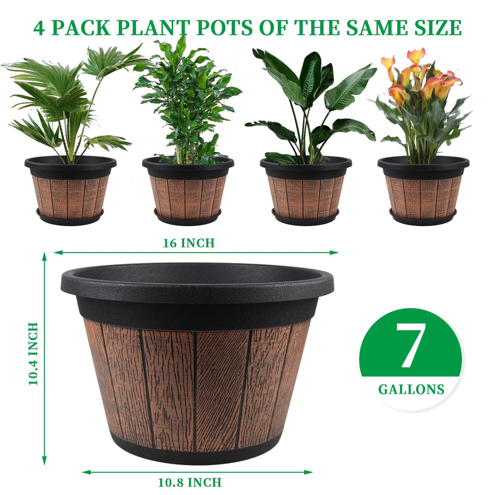 Quarut 16 inch vintage plant pot with flowers