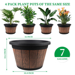 Quarut 16 inch vintage plant pot with flowers
