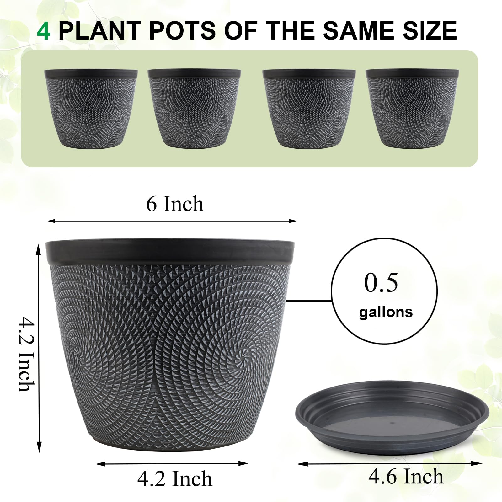 Quarut 6 Inch Flower Pot with drainage holes view