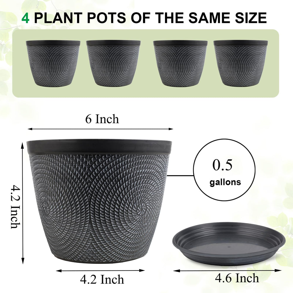 Quarut 6 Inch Flower Pot with drainage holes view