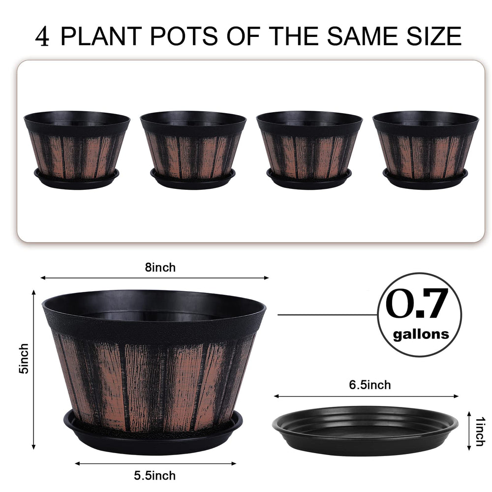 Quarut 8 inch brown plant pot with drainage holes