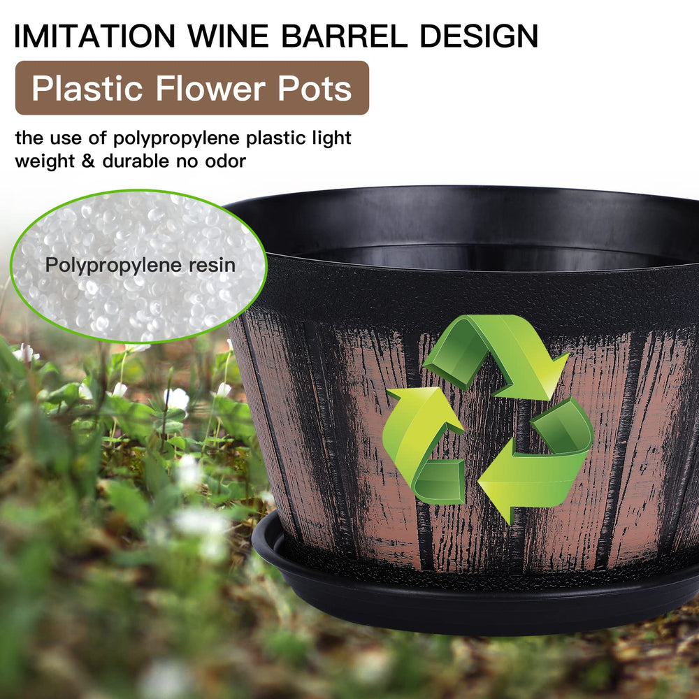 Quarut 8 inch plant pot set of 4 with saucers