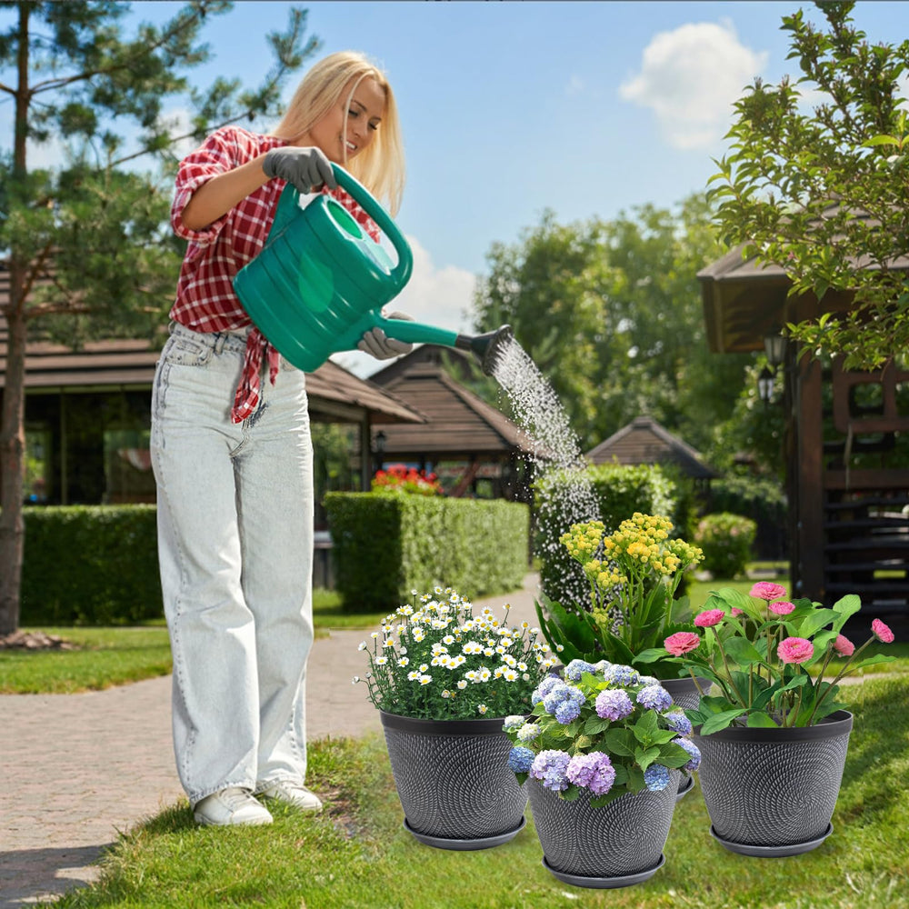 Quarut flower pot set with 4 pieces including trays