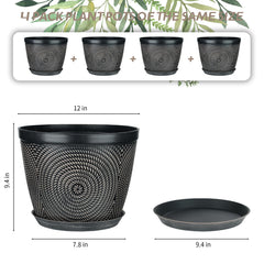 Quarut pots arranged on a balcony with plants