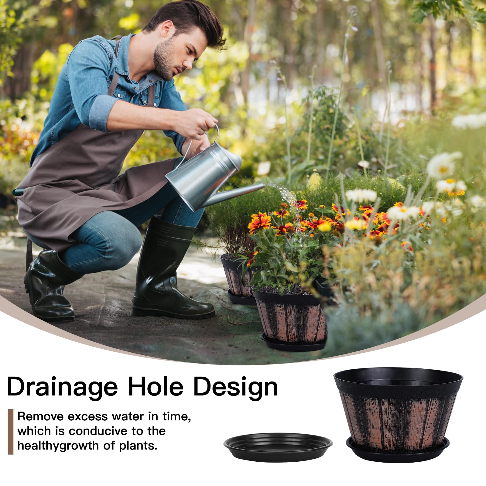 Quarut whiskey barrel plant pot side view
