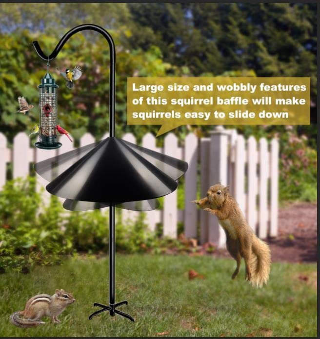 Queension Squirrel Proof Baffle installation on a bird feeder pole