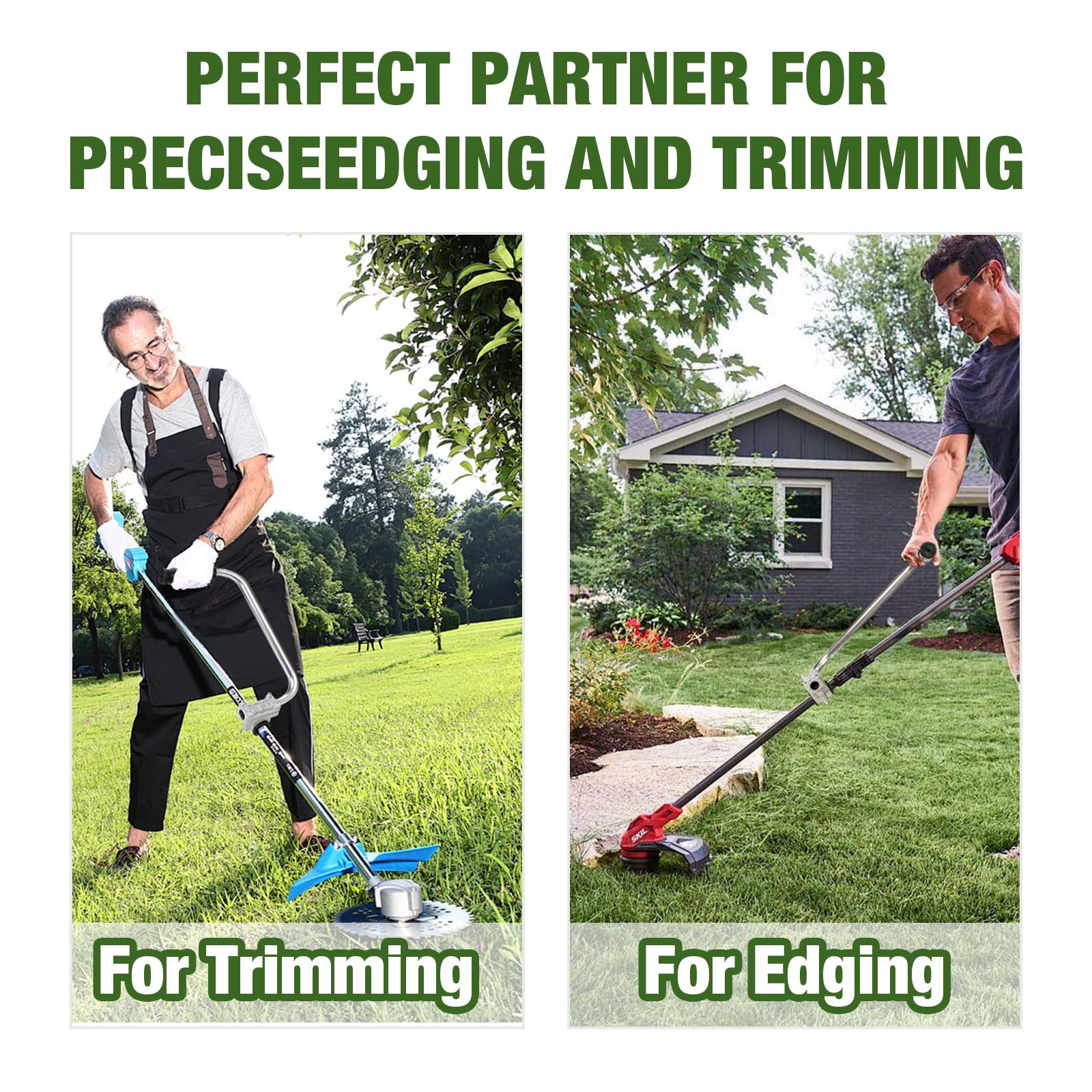 QUFA String Trimmer Handle Extension in use during lawn care