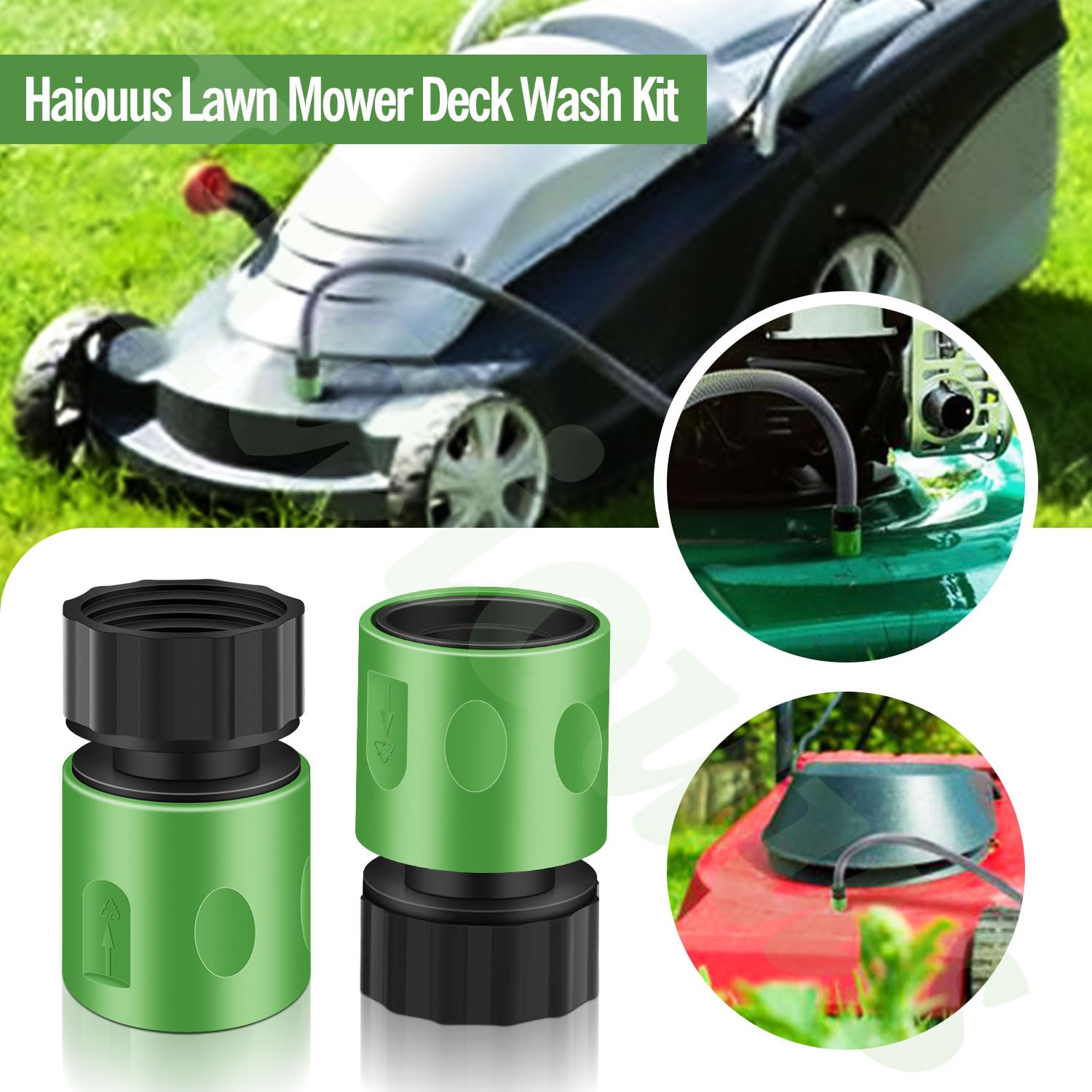 Quick connect heads included in the Haiouus Lawn Mower Deck Wash Kit