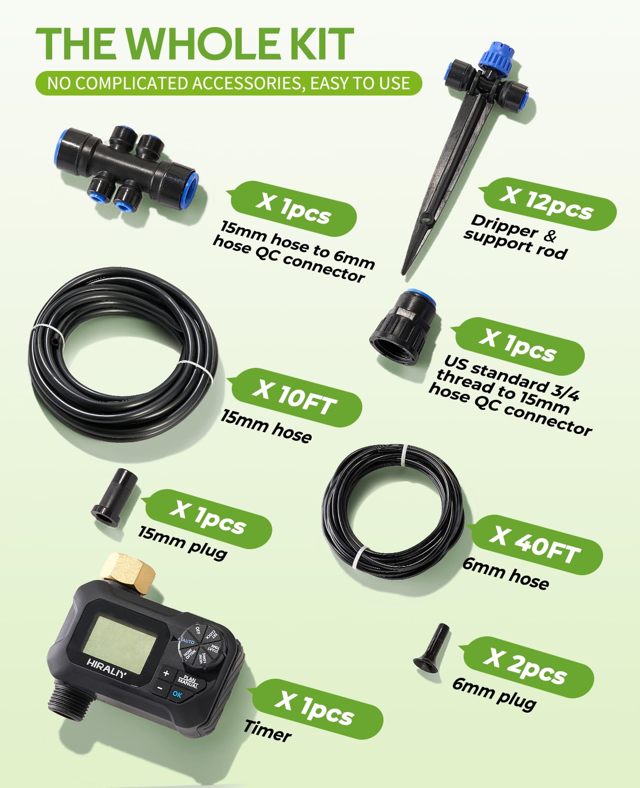 Quick-connect setup example of HIRALIY irrigation tubing