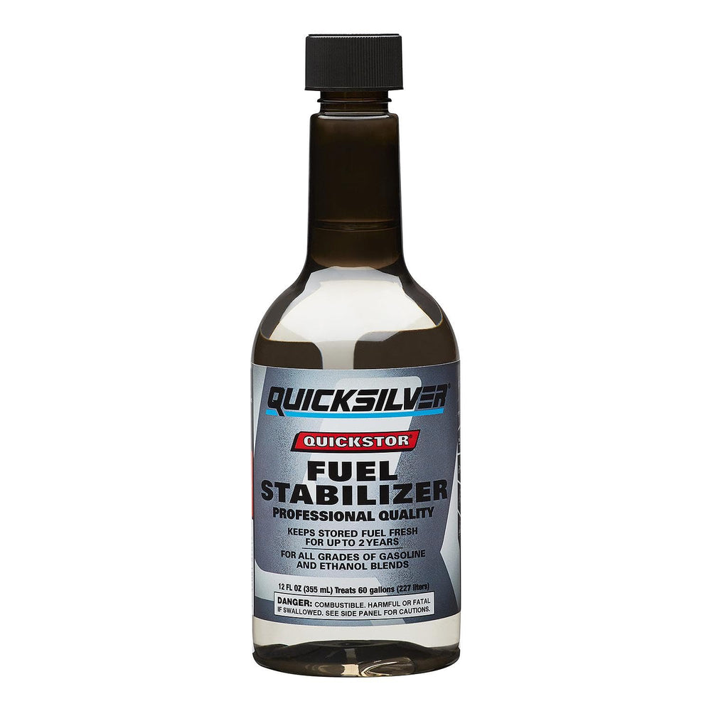 Quicksilver Quickstor Fuel Stabilizer 12 oz bottle front view