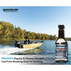 Quicksilver Quickstor Fuel Stabilizer 12 oz bottle side view