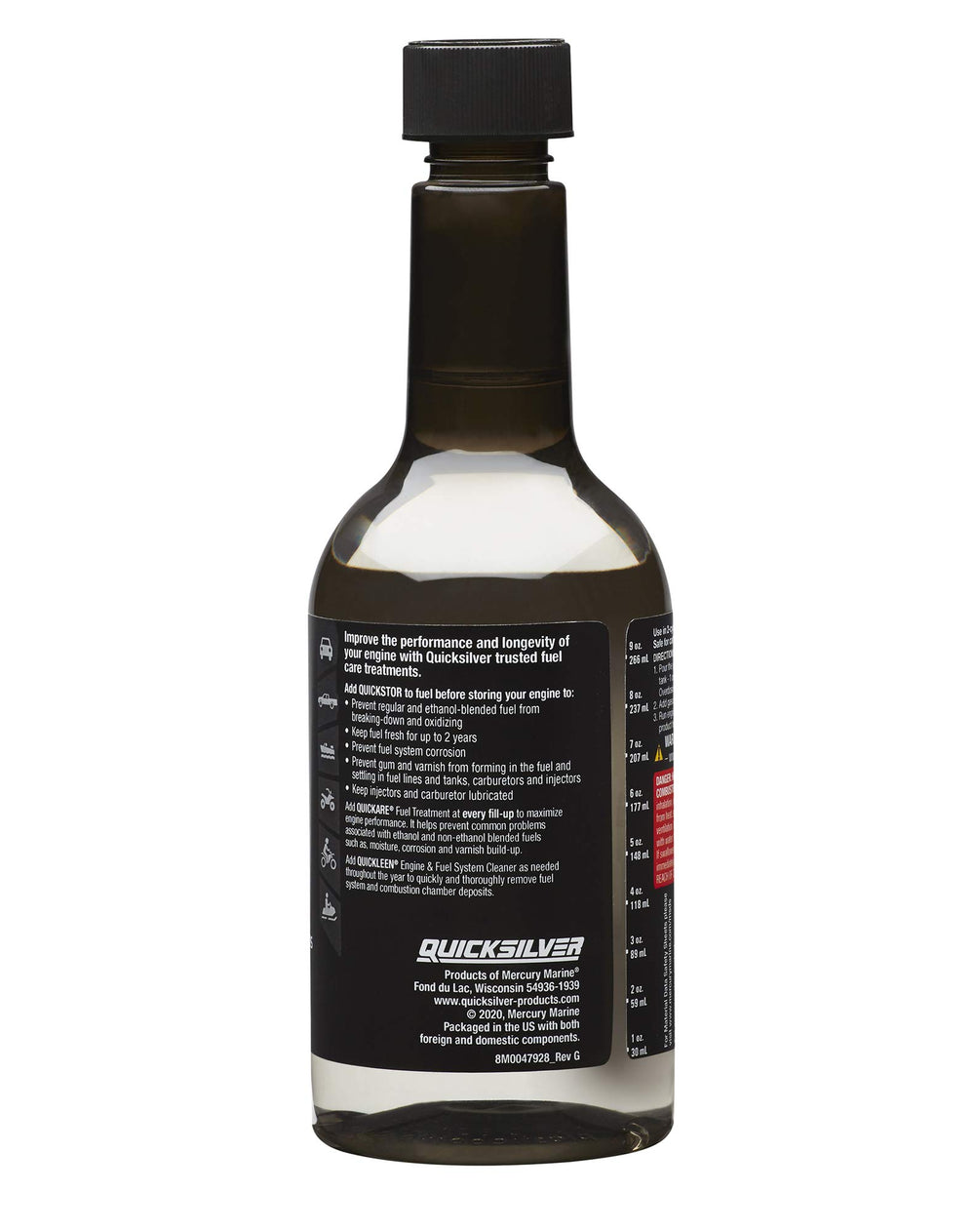 Quicksilver Quickstor Fuel Stabilizer 12 oz in use with lawnmower