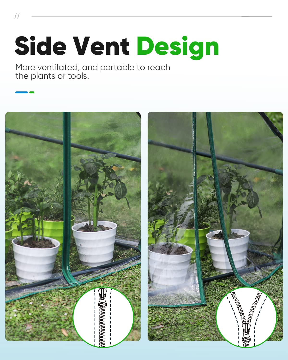Quictent Mini Greenhouse dimensions displayed on a table