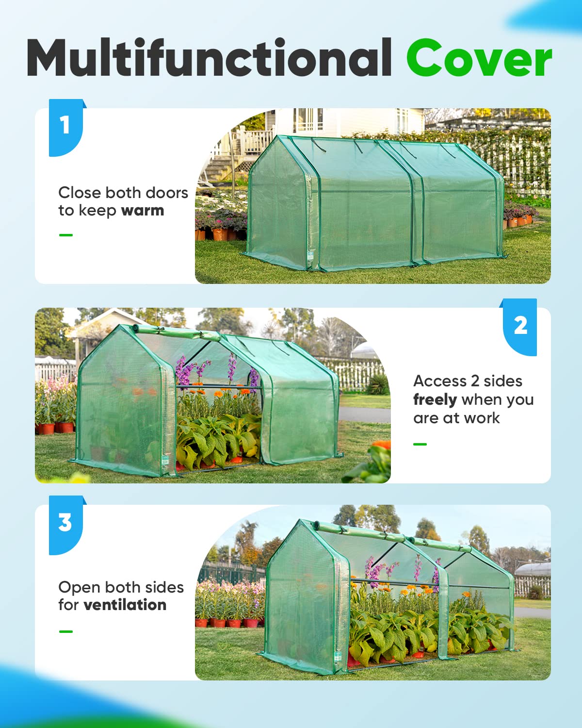 Quictent Mini Greenhouse showcasing removable waterproof top cover